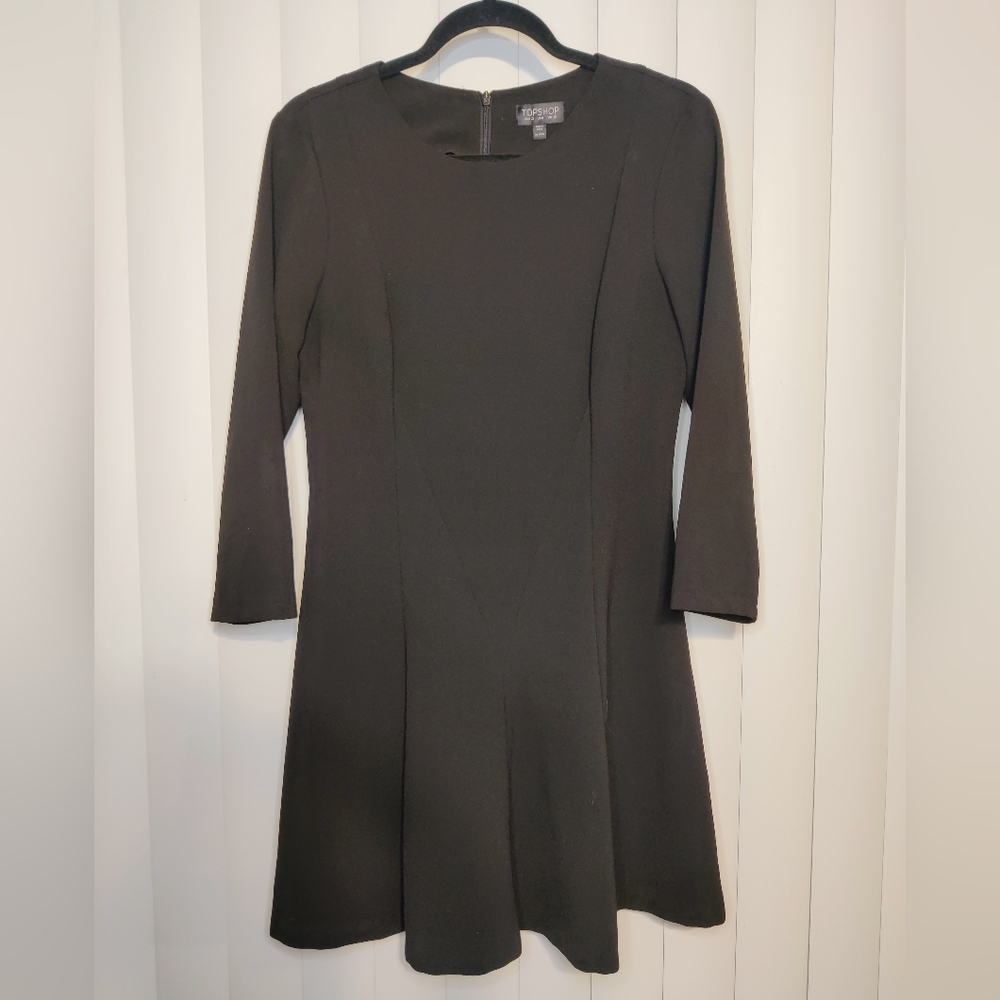 Topshop black long sleeve dress Women's size 8 - Picture 1 of 3